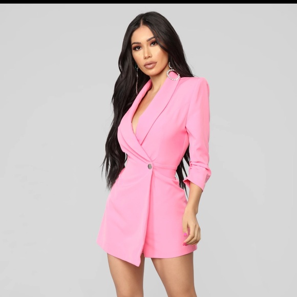 Zara Dresses & Skirts - Pink Blazer Romper Dress